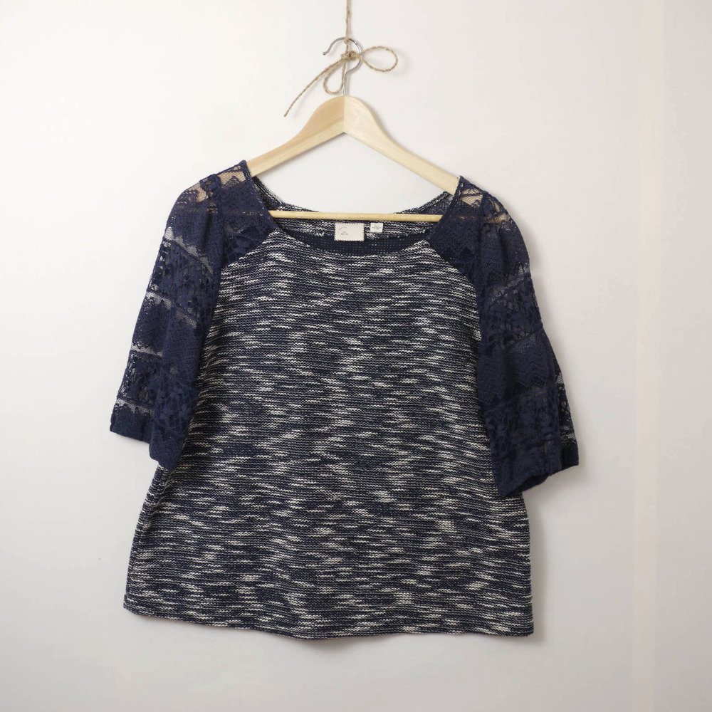 Anthropologie Postmark Patel 3/4 Lace Top Size M